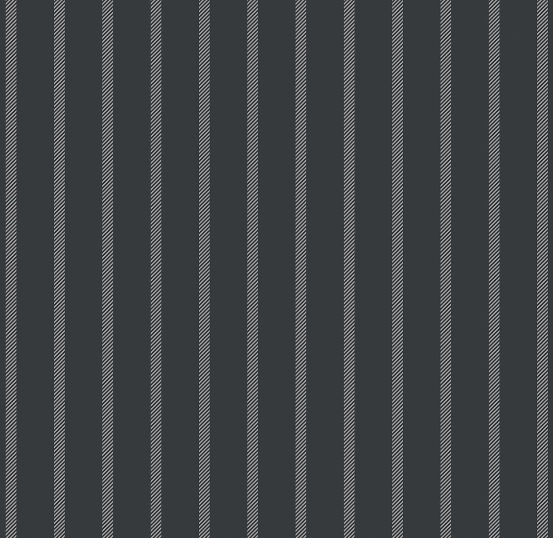 Wallpaper with white vertical stripes on a gray background, pinstripe fabric effect