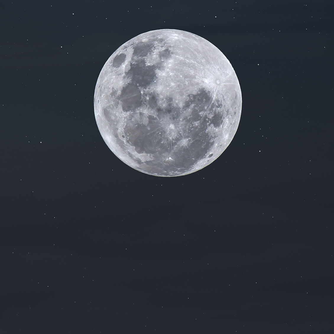 Wallpaper with full moon and night blue starry sky