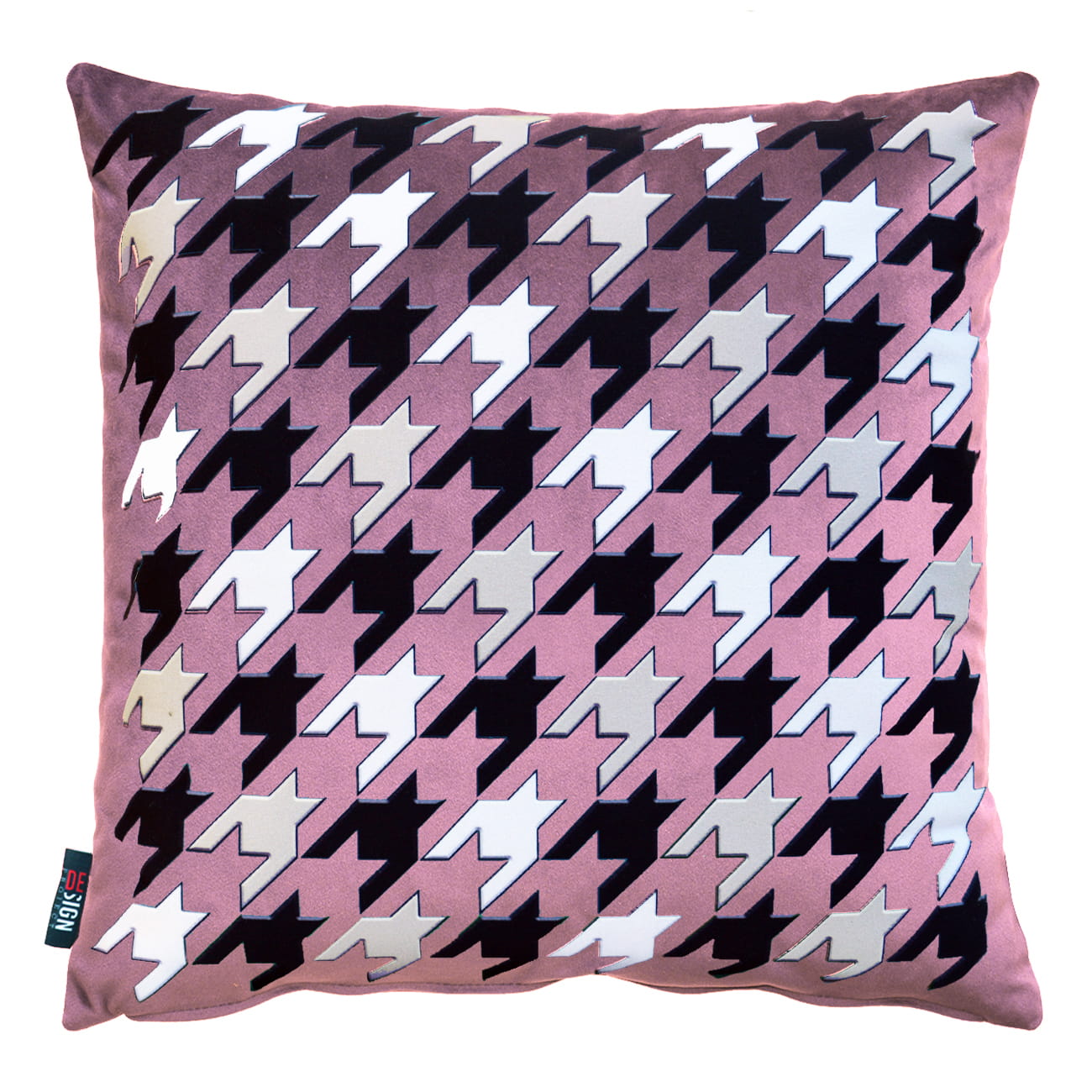 Cuscino arredo pied de poule rosa cipria
