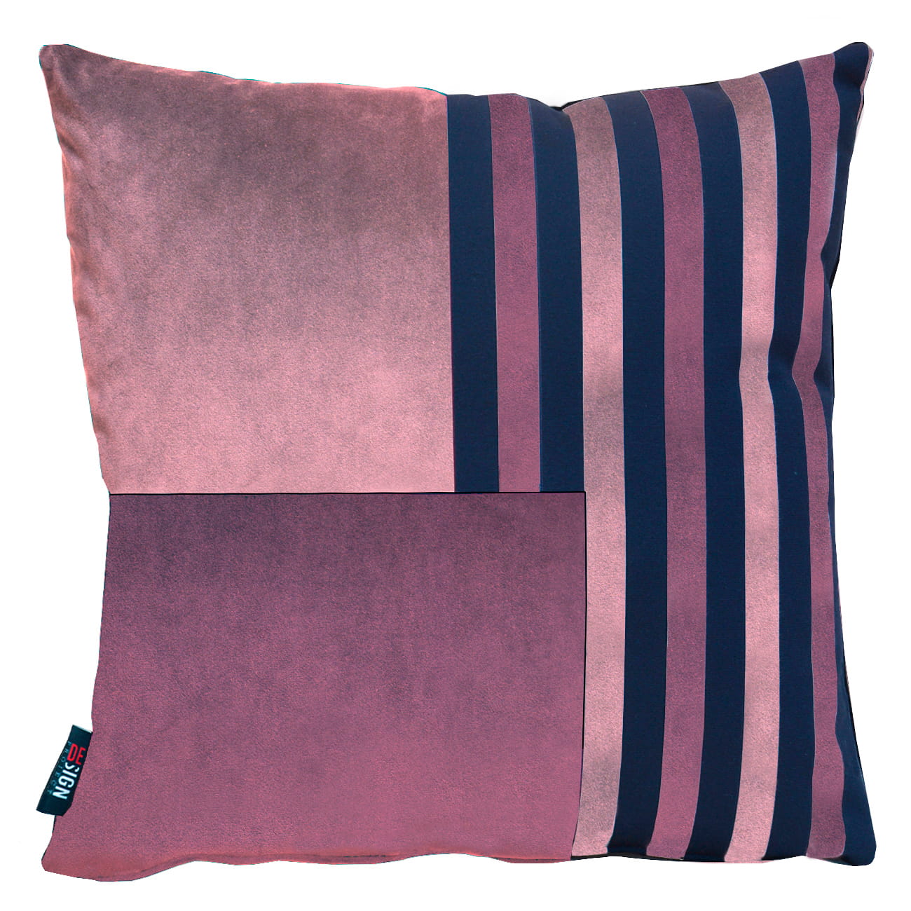 Cuscino a righe rosa cipria