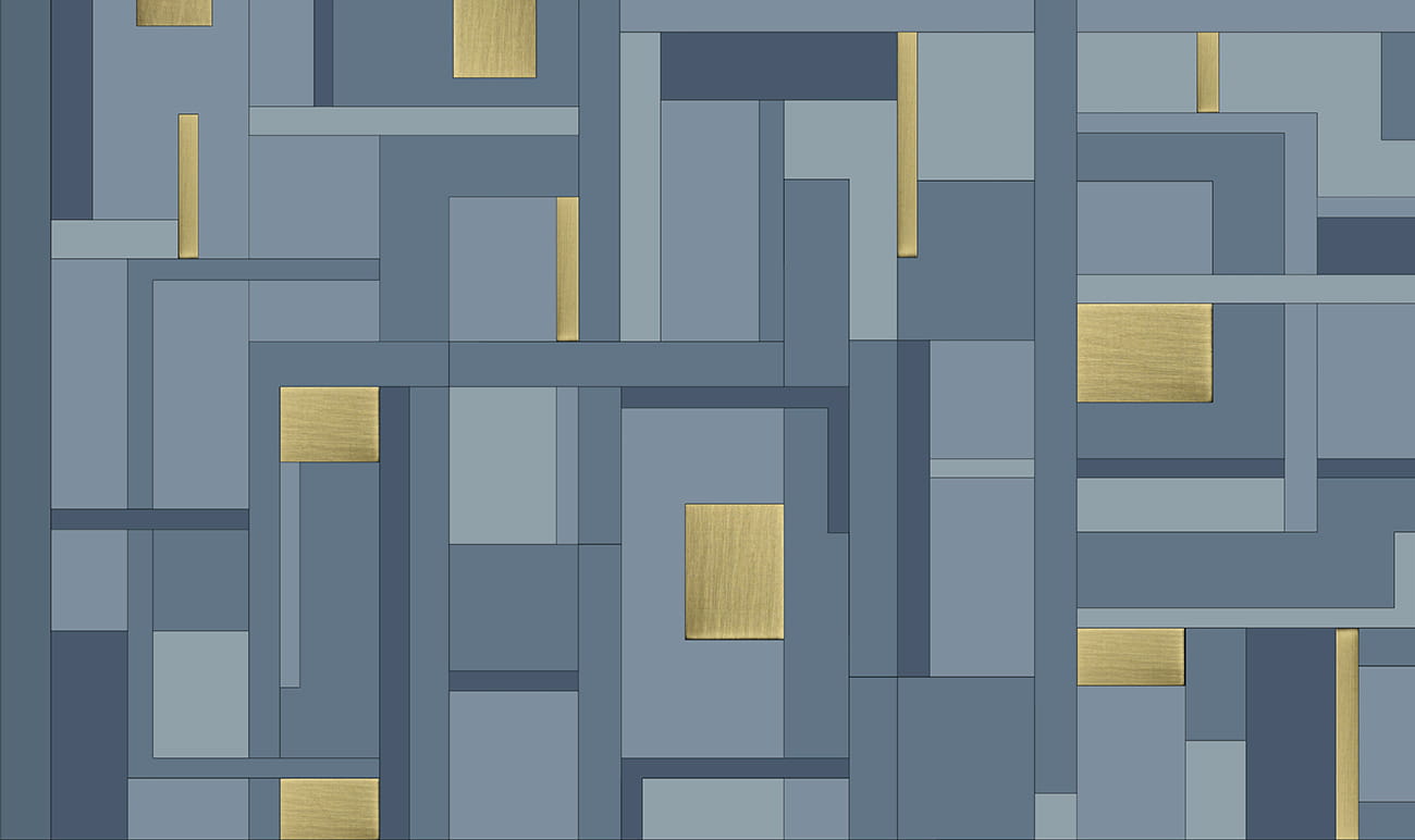 Carta da parati moderna geometrica blu oro