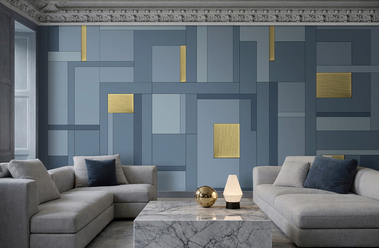 Carta da parati verde petrolio geometrica