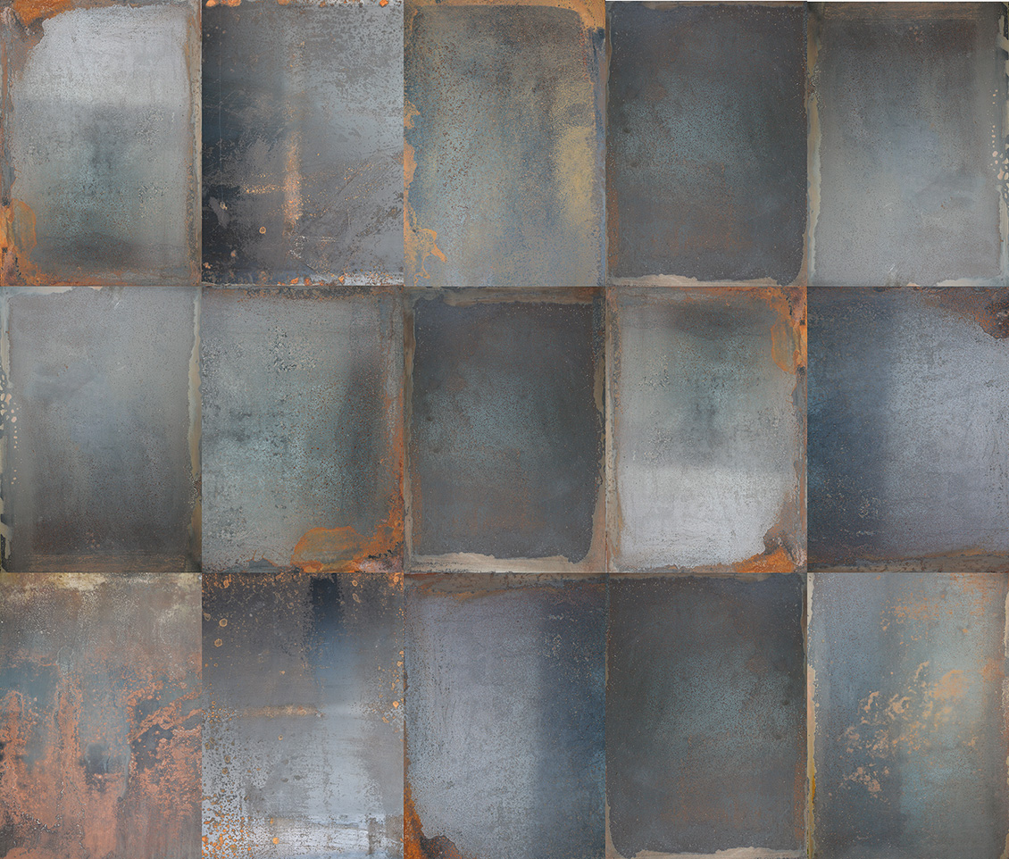 Industrial style wallpaper with realistic metal plates