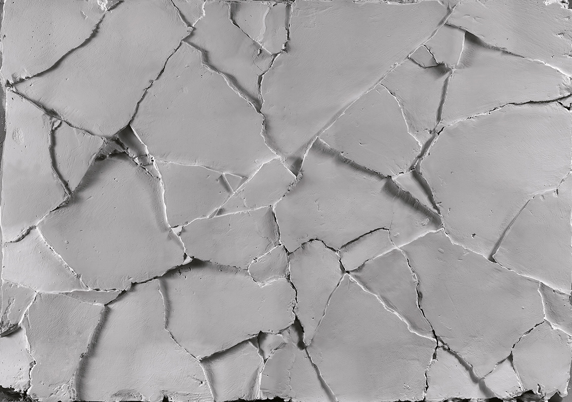 Industrial 3d wallpaper, a wall with cracks and fractures of white color