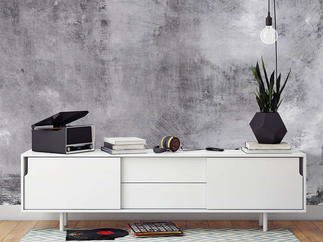 Textured wallpaper in industrial style with aged plaster effect